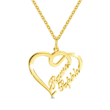 Personalized Couple Overlapping Heart Two Names Necklace