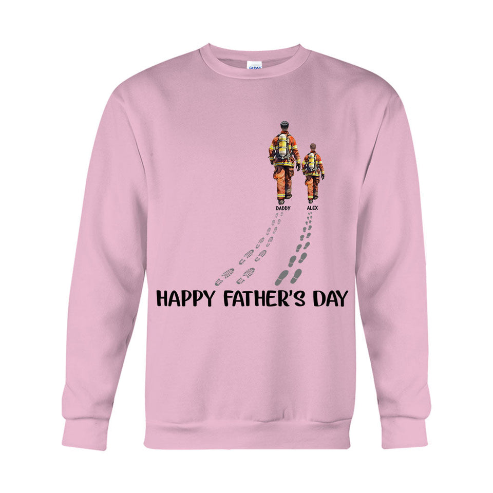 Happy Father's Day Firefighter Dad - Personalized Firefighter T-shirt And Hoodie