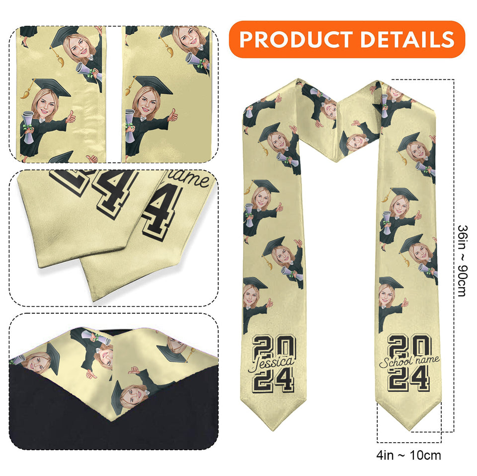 Caricature Funny Character - Personalized Graduation Graduation Stole