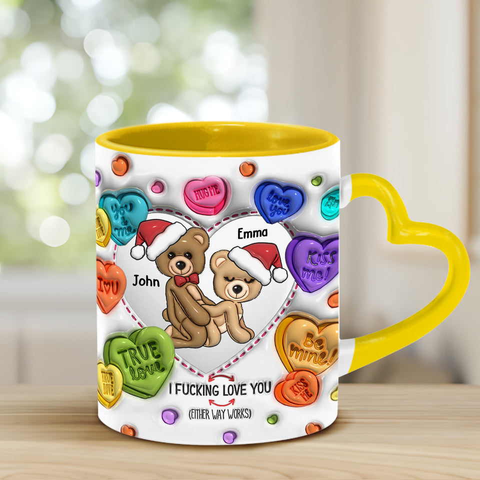 I Love You - Personalized Couple Heart Handle Mug