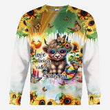 Love Being Called Grandma Highland Cow Summer Vibes - Personalized All Over Shirt