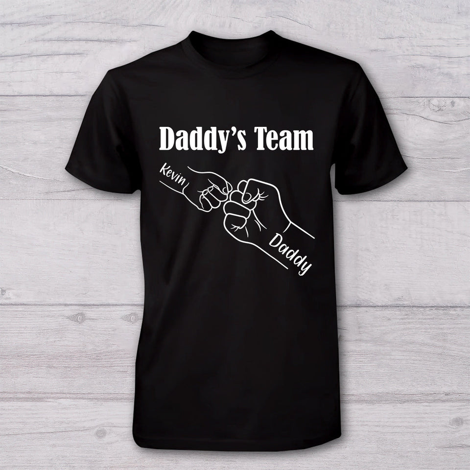 Daddy And Me Daddy's Team - Personalized Father T-shirt And Baby Onesie