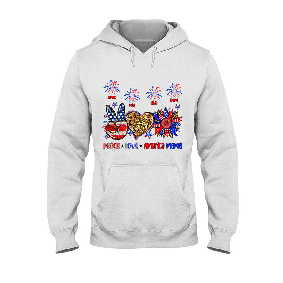 Peace Love American Nana Mama Any Title - Personalized Mother T-shirt And Hoodie