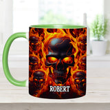 Melted Skull On Fire - Personalized Skull Accent Mug