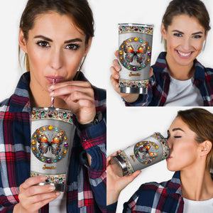 Stained Glass Beauty - Personalized Butterfly Tumbler