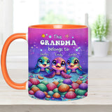This Grandma Belongs To Sea Turtle Version - Personalized Grandma Accent Mug