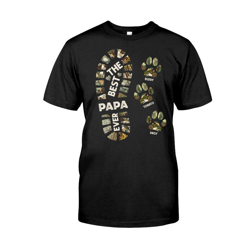 Dad Foot Print Paw Prints - Personalized Father T-shirt And Hoodie