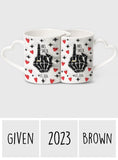 Funny Anniversary - Personalized Husband And Wife Matching Heart Handle Mug