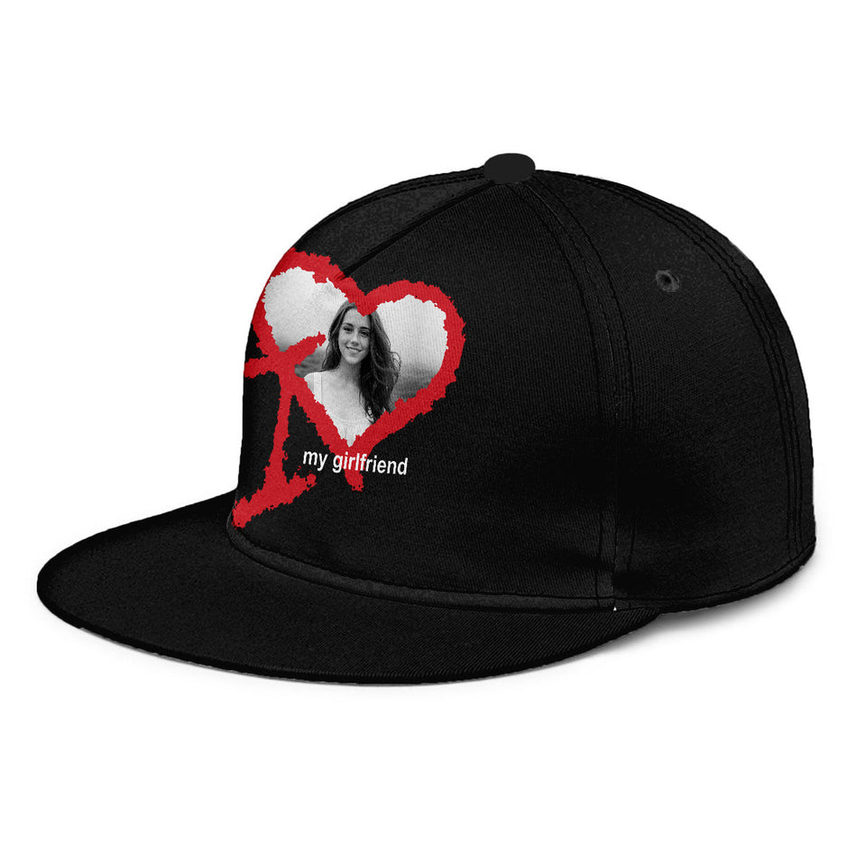 I Love My Girlfriend Boyfriend Husband Wife Custom Photo - Personalized Couple Snapback