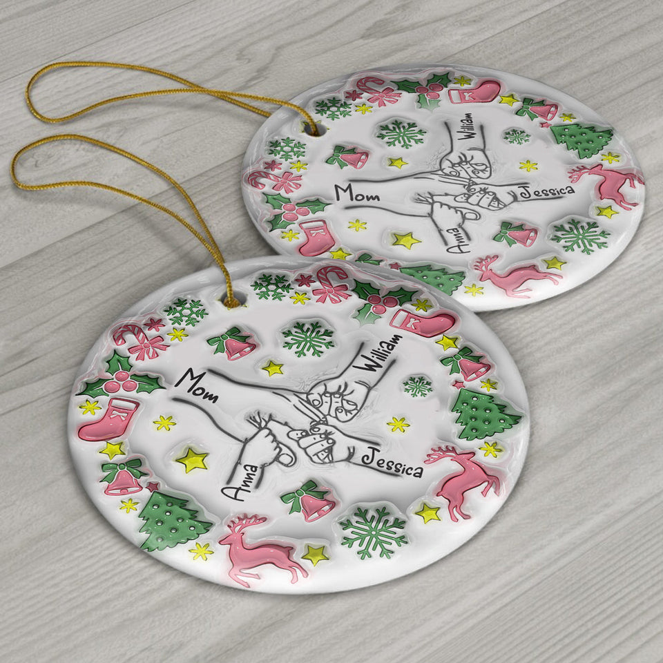 Merry Christmas Mom - Personalized Mother Ceramic Circle Ornament