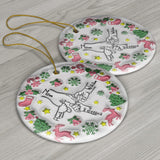 Merry Christmas Mom - Personalized Mother Ceramic Circle Ornament