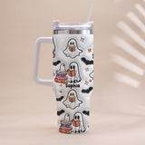 Cute Ghost Reading Booooks - Personalized Book Tumbler With Handle