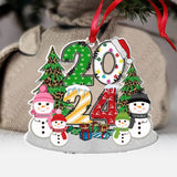Lovely Snowman Grandkids - Personalized Grandma Custom Shaped Ornament