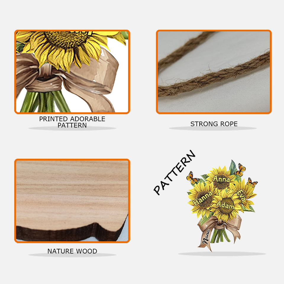 Grandma's Mom's Sunflowers - Personalized Grandma Custom Shaped Wood Sign