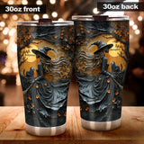 Beautiful Witch & Her Black Cat - Personalized Witch Tumbler