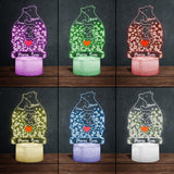 Floral Mama Bear And Cubs Hugging - Personalized Mother Shaped Plaque Light Base