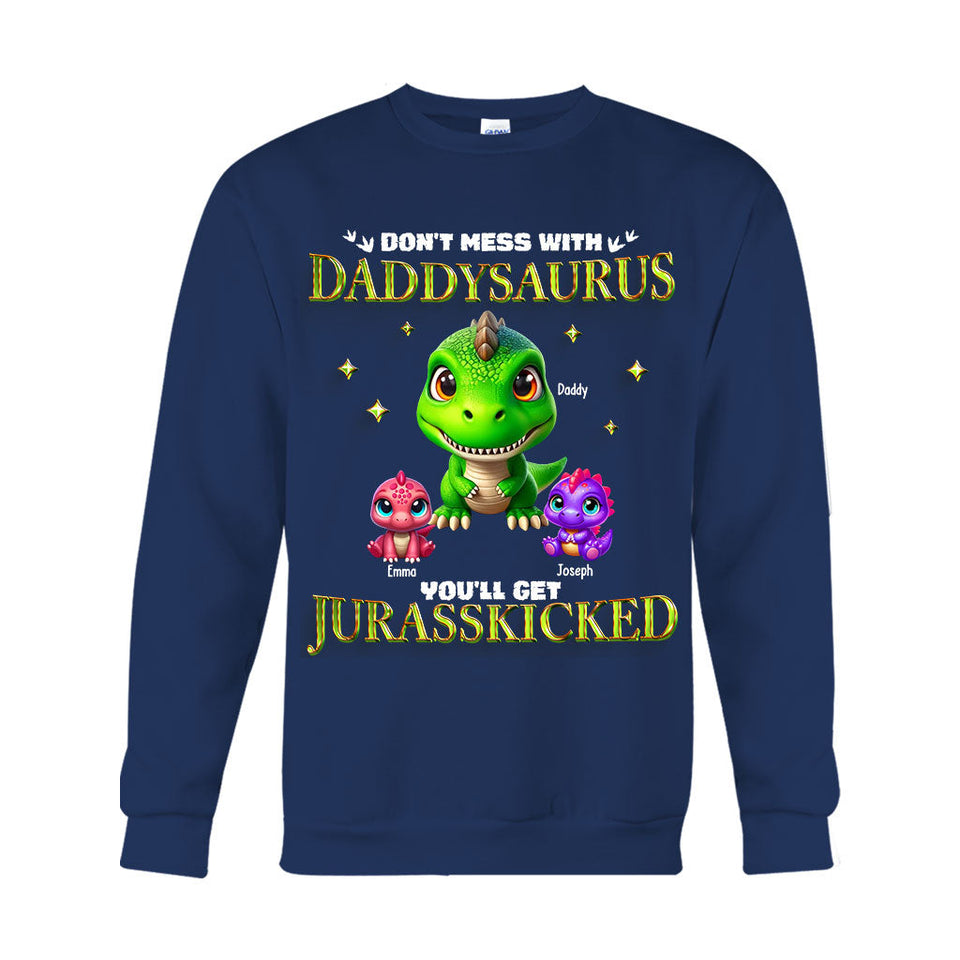 Daddysaurus Grandpasaurus 3D Dinosaurs - Personalized Father T-shirt And Hoodie