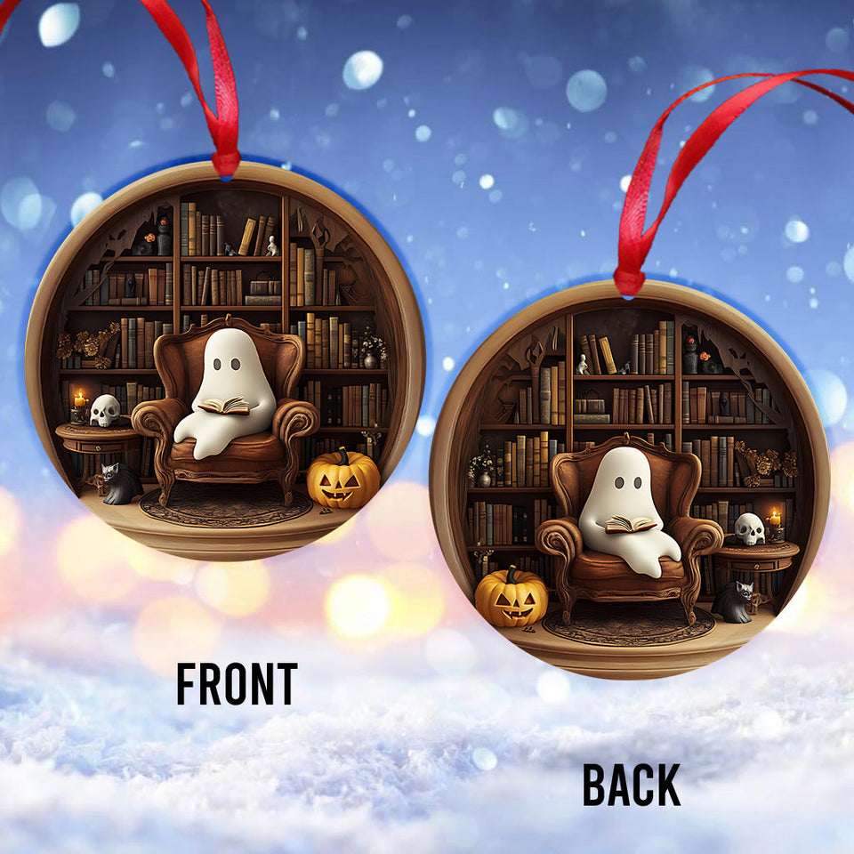 Spooky Ghost Reading Book - Personalized Book Ornament