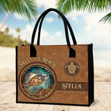 Salty Lil Beach - Personalized Turtle Canvas Tote Bag