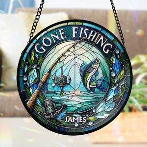 Gone Fishing - Personalized Fishing Stained Glass Suncatcher