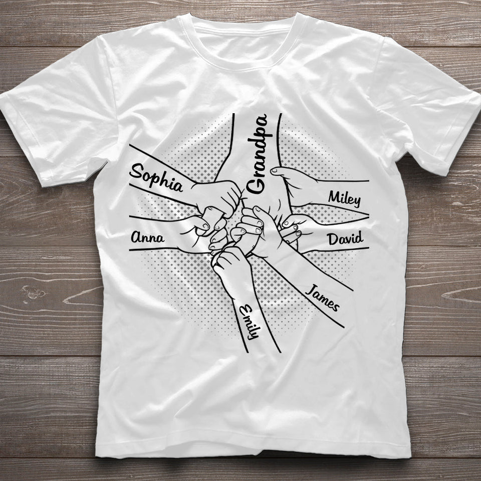 Hand In Hand - Personalized Grandpa T-shirt And Hoodie