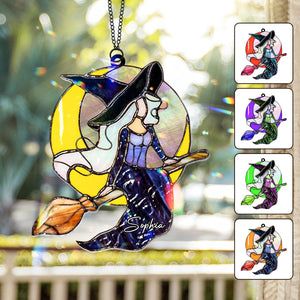 The Witch Is In - Personalized Witch Window Hanging Suncatcher Ornament