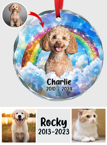 Forever In My Heart - Personalized Dog Round Shaped Glass Ornament