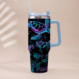 Sea Turtles Custom Name - Personalized Turtle Tumbler With Handle