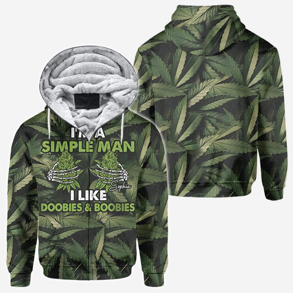 I'm A Simple Man I Like Doobies & Boobies - Personalized Weed All Over Shirt
