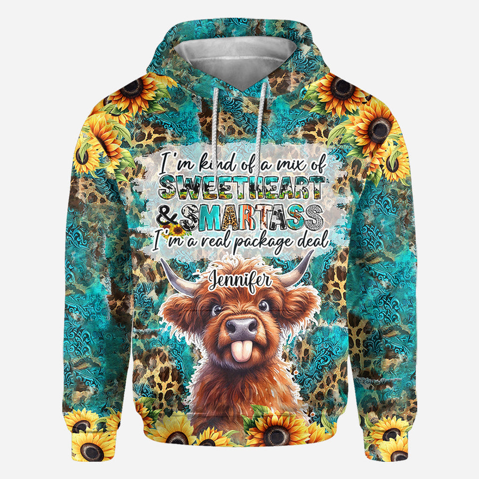 Sassy Highland Cow - Personalized All Over Shirt