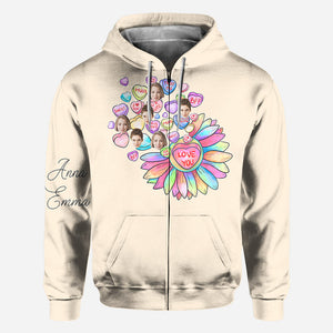 Heart Candy Flower BFF With Face Custom - Personalized Bestie All Over Shirt