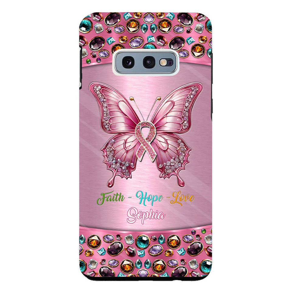 Hope For A Cure - Personalized Breast Cancer Awareness Clear Phone Case