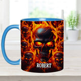 Melted Skull On Fire - Personalized Skull Accent Mug