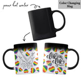 Love Is Love Line Art Hands - Personalized LGBT Support Mug