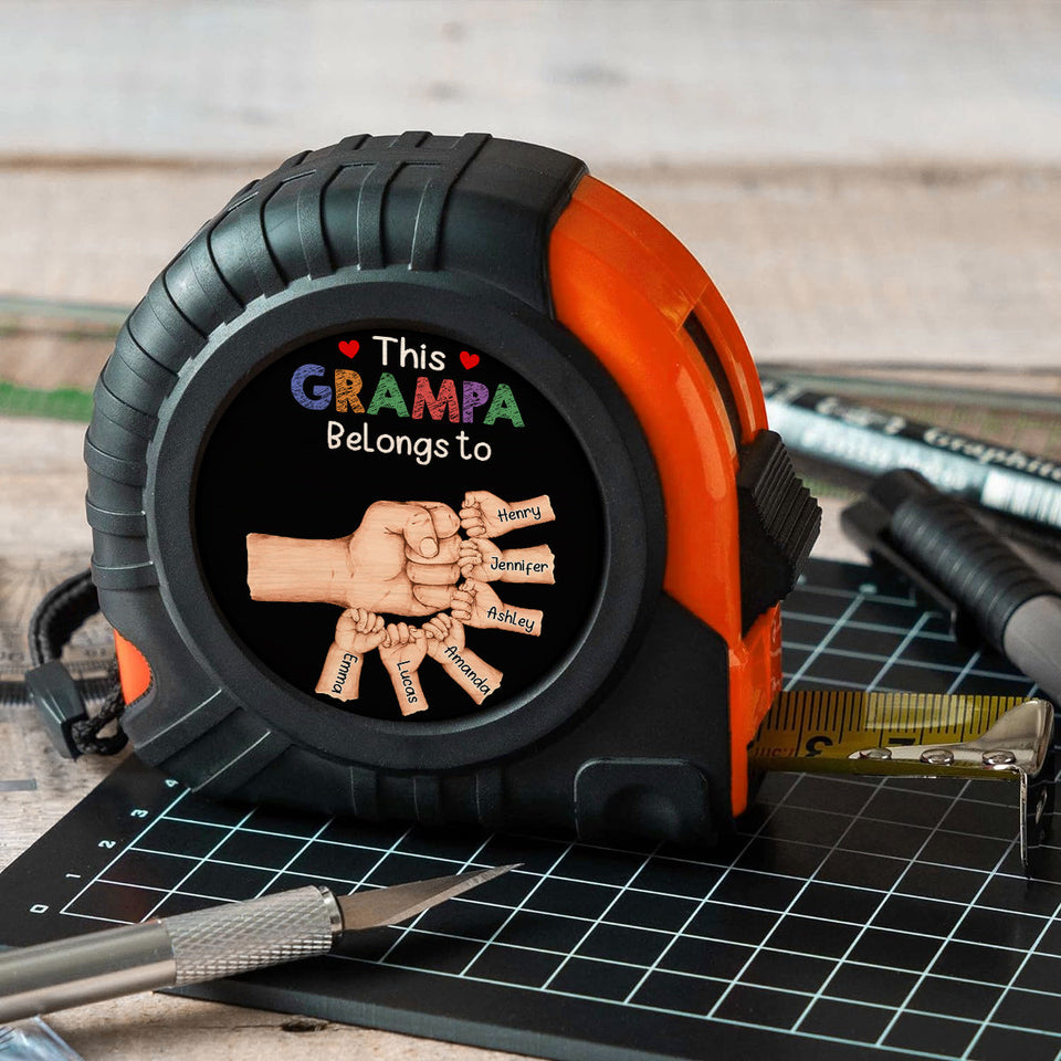 This Dad / Grandpa Belongs To Fist Bump - Personalized Father Measure Tape