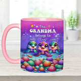 This Grandma Belongs To Sea Turtle Version - Personalized Grandma Accent Mug