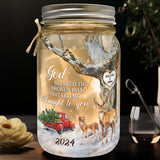 God Blessed The Broken Road - Personalized Couple Mason Jar Light