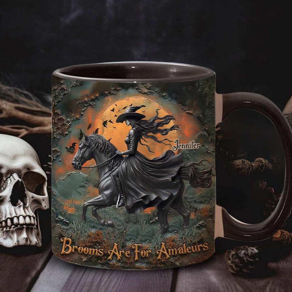 Brooms Are For Amateurs - Personalized Horse Accent Mug