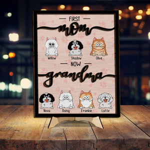 First Mom Now Grandma Cat Dog Pet Lover - Personalized Dog 2 Layered Wood Sign / Wood Plaque