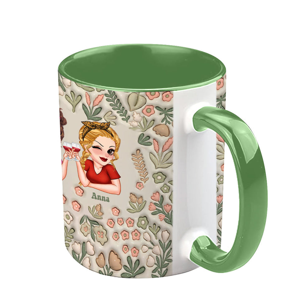 Besties Forever Floral - Personalized Bestie Accent Mug