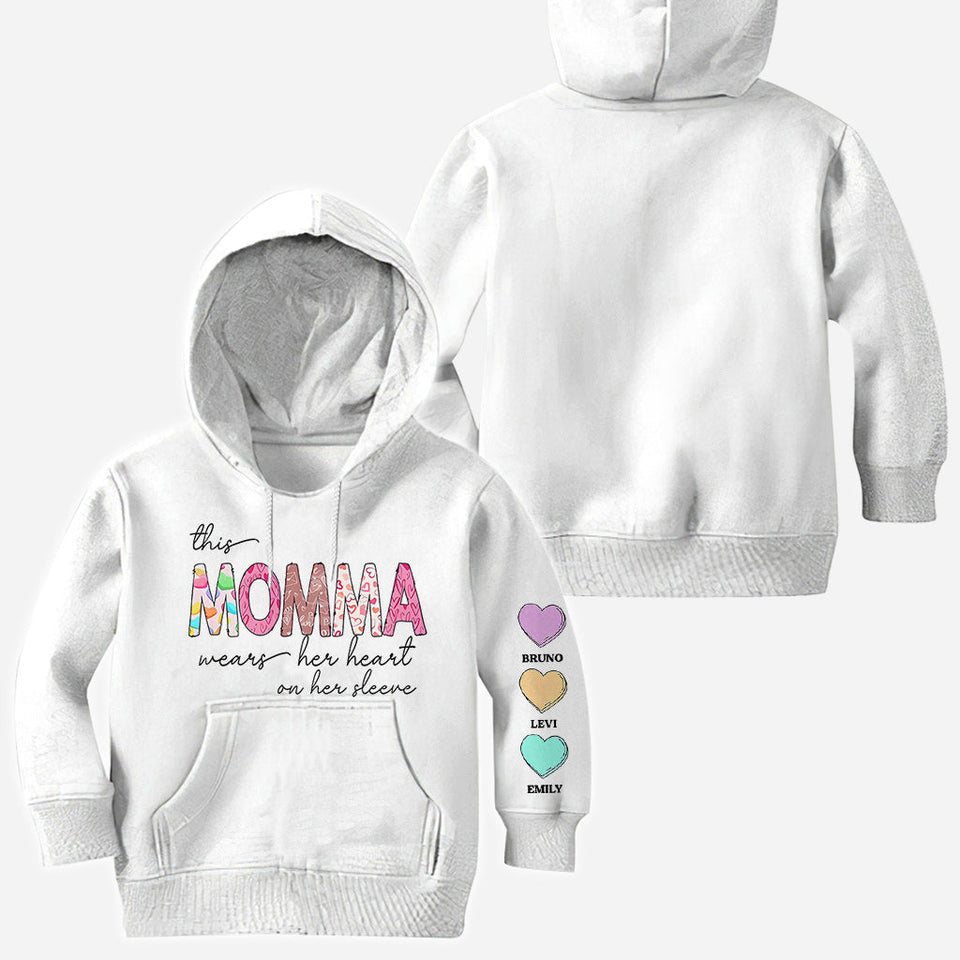 This Grandma Wears Her Heart On Her Sleeve - Personalized Grandma All Over Shirt