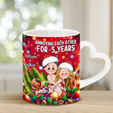 Annoying Each Other - Personalized Couple Heart Handle Mug