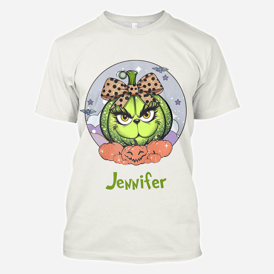 Green Pumpkin Mama Any Title - Personalized Stole Christmas All Over Shirt