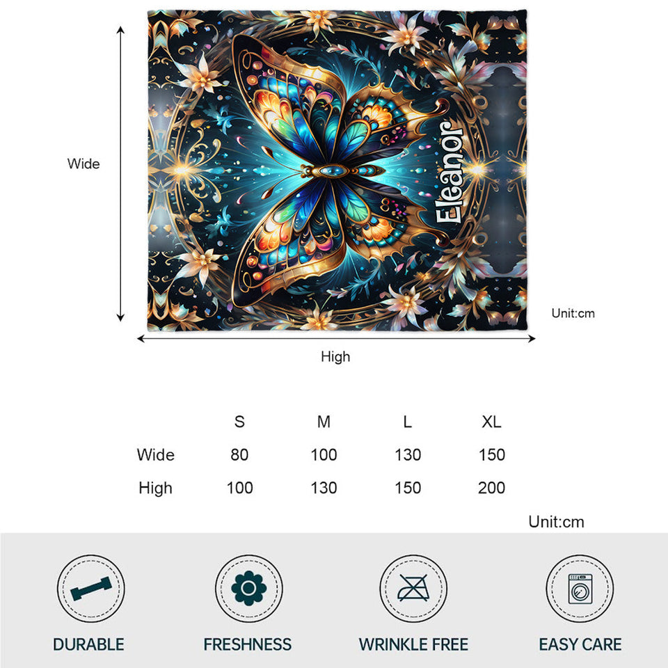Stunning Gold Butterfly - Personalized Butterfly Blanket