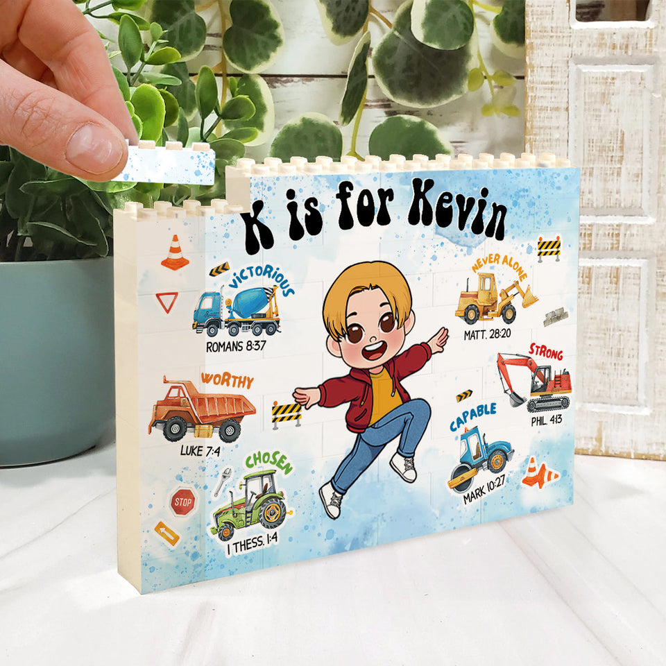 I Am Brave, I Am Loved - Personalized Kid One-sided Horizontal Rectangle Building Brick Blocks