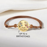 Round Pendant Bracelet With Birth Stones - Personalized Mother Round Pendant Bracelet