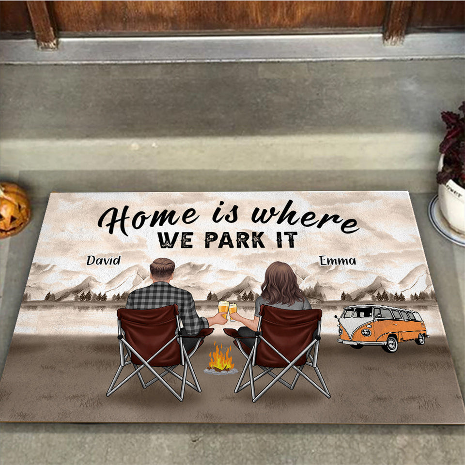 Home Is Where We Park It - Personalized Camping Doormat