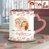 I Love You - Personalized Couple Heart Handle Mug