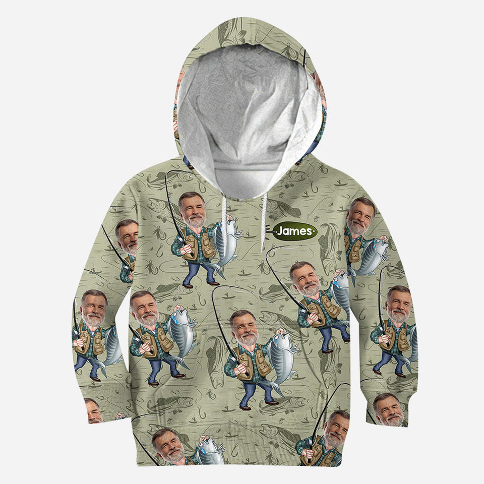Funny Caricature Face - Personalized Fishing All Over Shirt