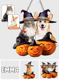Cute Halloween Pets - Personalized Dog Custom Shaped Wood Sign